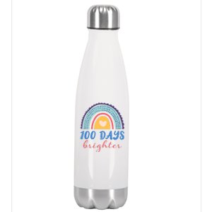 100 Days Brighter Rainbow 100 Days Of School Teacher Student Gift Stainless Steel Insulated Water Bottle