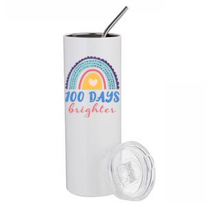 100 Days Brighter Rainbow 100 Days Of School Teacher Student Gift Stainless Steel Tumbler