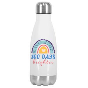 100 Days Brighter Rainbow 100 Days Of School Teacher Student Gift Stainless Steel Insulated Water Bottle