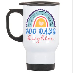 100 Days Brighter Rainbow 100 Days Of School Teacher Student Gift Stainless Steel Travel Mug