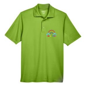 100 Days Brighter Rainbow Happy 100 Days Of School Groovy Cool Gift Men's Origin Performance Pique Polo