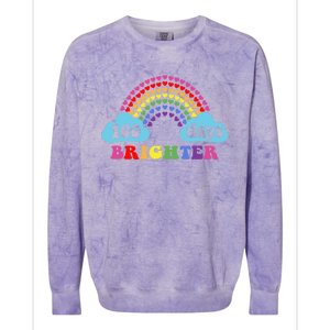 100 Days Brighter Rainbow Happy 100 Days Of School Groovy Cool Gift Colorblast Crewneck Sweatshirt