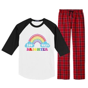 100 Days Brighter Rainbow Happy 100 Days Of School Groovy Cool Gift Raglan Sleeve Pajama Set