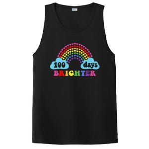 100 Days Brighter Rainbow Happy 100 Days Of School Groovy Cool Gift PosiCharge Competitor Tank