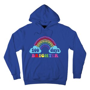 100 Days Brighter Rainbow Happy 100 Days Of School Groovy Cool Gift Hoodie