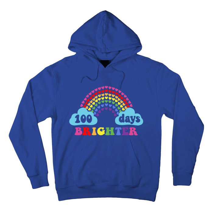 100 Days Brighter Rainbow Happy 100 Days Of School Groovy Cool Gift Hoodie