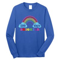 100 Days Brighter Rainbow Happy 100 Days Of School Groovy Cool Gift Long Sleeve Shirt