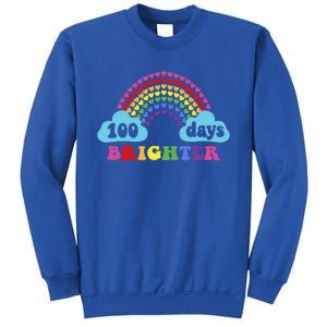 100 Days Brighter Rainbow Happy 100 Days Of School Groovy Cool Gift Sweatshirt