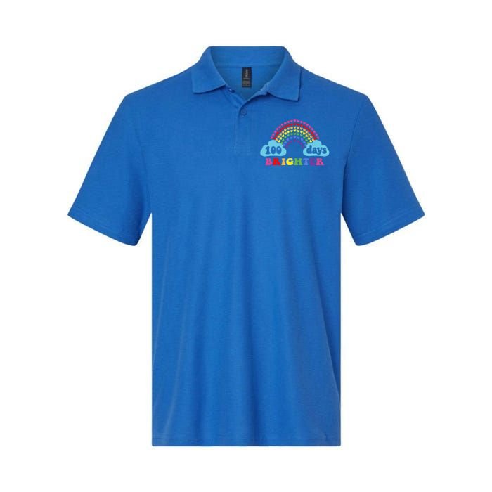 100 Days Brighter Rainbow Happy 100 Days Of School Groovy Cool Gift Softstyle Adult Sport Polo