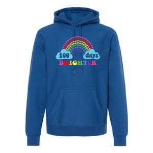 100 Days Brighter Rainbow Happy 100 Days Of School Groovy Cool Gift Premium Hoodie