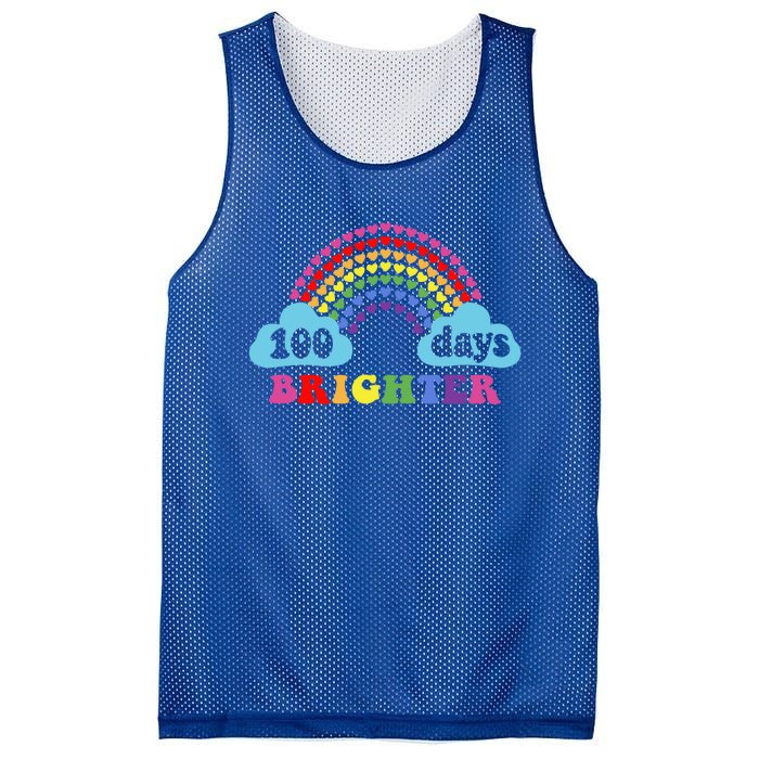 100 Days Brighter Rainbow Happy 100 Days Of School Groovy Cool Gift Mesh Reversible Basketball Jersey Tank