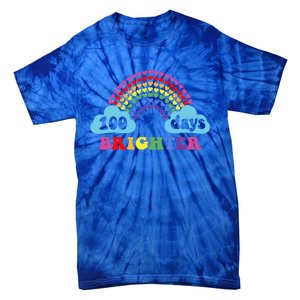 100 Days Brighter Rainbow Happy 100 Days Of School Groovy Cool Gift Tie-Dye T-Shirt