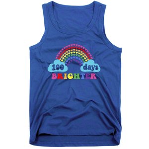 100 Days Brighter Rainbow Happy 100 Days Of School Groovy Cool Gift Tank Top