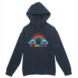 100 Days Brighter Rainbow Happy 100 Days Of School Groovy Cool Gift Urban Pullover Hoodie