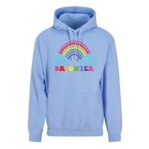 100 Days Brighter Rainbow Happy 100 Days Of School Groovy Cool Gift Unisex Surf Hoodie