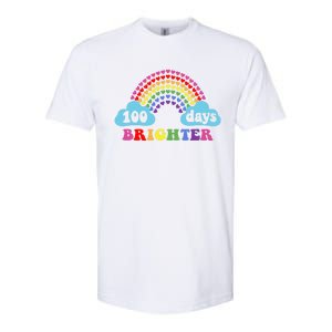 100 Days Brighter Rainbow Happy 100 Days Of School Groovy Cool Gift Softstyle CVC T-Shirt