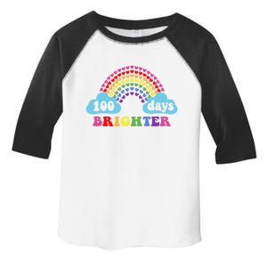 100 Days Brighter Rainbow Happy 100 Days Of School Groovy Cool Gift Toddler Fine Jersey T-Shirt