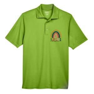 100 Days Brighter Rainbow Teacher 100th Day Of School Retro Gift Men's Origin Performance Pique Polo