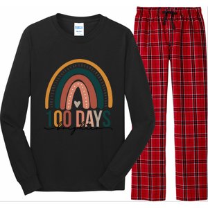 100 Days Brighter Rainbow Teacher 100th Day Of School Retro Gift Long Sleeve Pajama Set