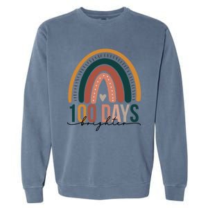 100 Days Brighter Rainbow Teacher 100th Day Of School Retro Gift Garment-Dyed Sweatshirt