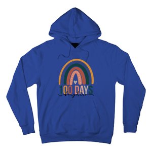 100 Days Brighter Rainbow Teacher 100th Day Of School Retro Gift Hoodie