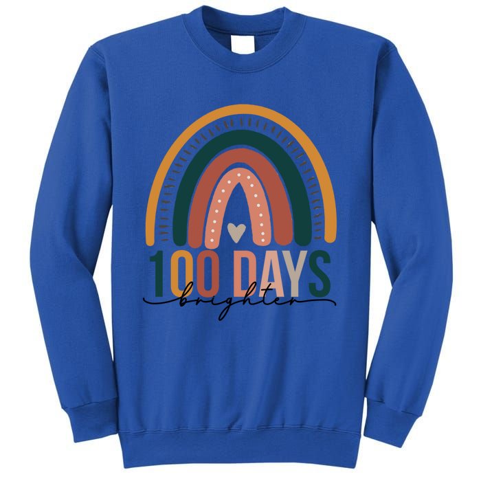 100 Days Brighter Rainbow Teacher 100th Day Of School Retro Gift Sweatshirt