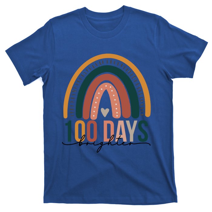 100 Days Brighter Rainbow Teacher 100th Day Of School Retro Gift T-Shirt