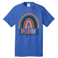 100 Days Brighter Rainbow Teacher 100th Day Of School Retro Gift Tall T-Shirt