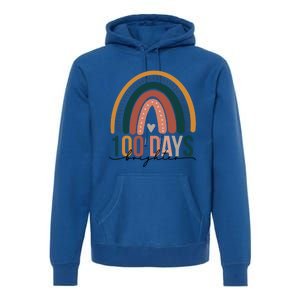 100 Days Brighter Rainbow Teacher 100th Day Of School Retro Gift Premium Hoodie