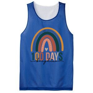 100 Days Brighter Rainbow Teacher 100th Day Of School Retro Gift Mesh Reversible Basketball Jersey Tank