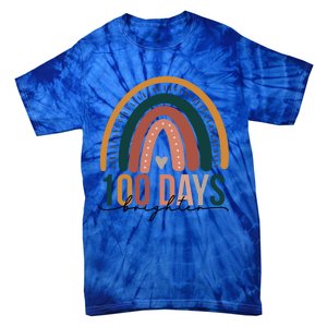 100 Days Brighter Rainbow Teacher 100th Day Of School Retro Gift Tie-Dye T-Shirt