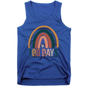 100 Days Brighter Rainbow Teacher 100th Day Of School Retro Gift Tank Top