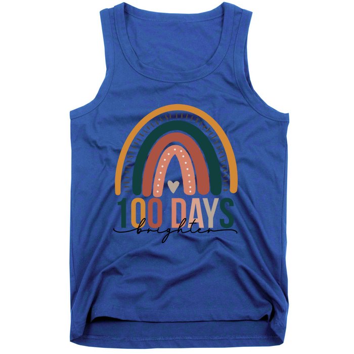 100 Days Brighter Rainbow Teacher 100th Day Of School Retro Gift Tank Top