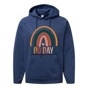 100 Days Brighter Rainbow Teacher 100th Day Of School Retro Gift Performance Fleece Hoodie