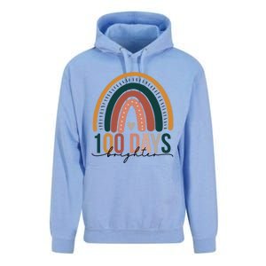 100 Days Brighter Rainbow Teacher 100th Day Of School Retro Gift Unisex Surf Hoodie