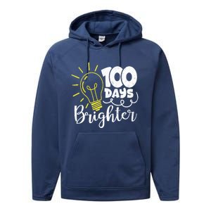 100 Days Brighter Great Gift Performance Fleece Hoodie