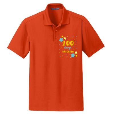 100 Days Brighter Cute Gift Dry Zone Grid Polo