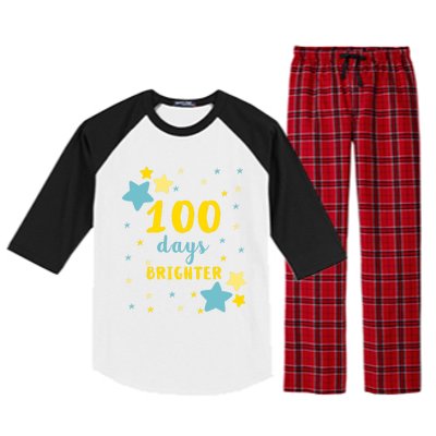 100 Days Brighter Cute Gift Raglan Sleeve Pajama Set