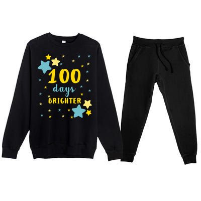 100 Days Brighter Cute Gift Premium Crewneck Sweatsuit Set