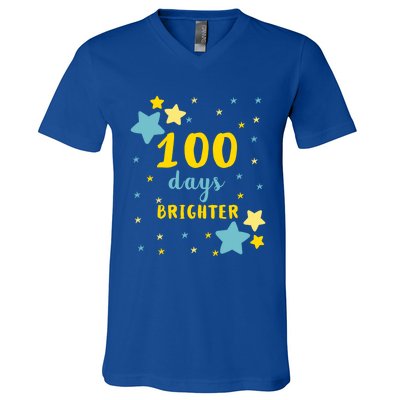 100 Days Brighter Cute Gift V-Neck T-Shirt