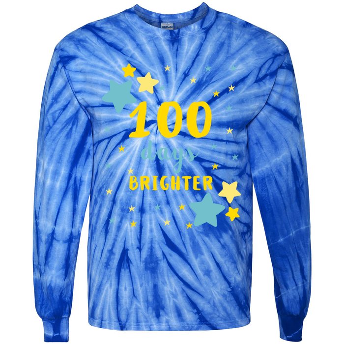 100 Days Brighter Cute Gift Tie-Dye Long Sleeve Shirt