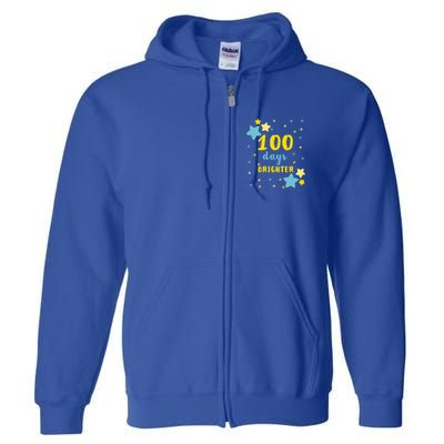 100 Days Brighter Cute Gift Full Zip Hoodie