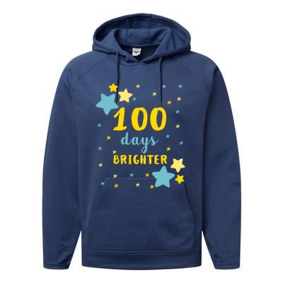 100 Days Brighter Cute Gift Performance Fleece Hoodie