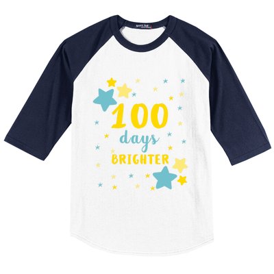 100 Days Brighter Cute Gift Baseball Sleeve Shirt