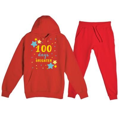 100 Days Brighter Cute Gift Premium Hooded Sweatsuit Set