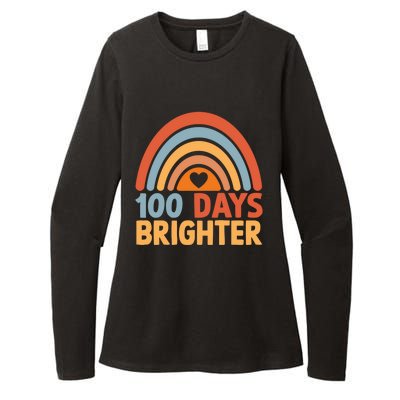 100 Days Brighter Teacher 100th Day Of School Rainbow Gift Womens CVC Long Sleeve Shirt