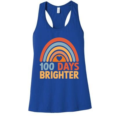 100 Days Brighter Teacher 100th Day Of School Rainbow Gift Women's Racerback Tank