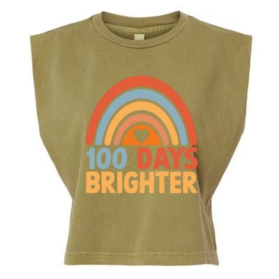 100 Days Brighter Teacher 100th Day Of School Rainbow Gift Garment-Dyed Women's Muscle Tee