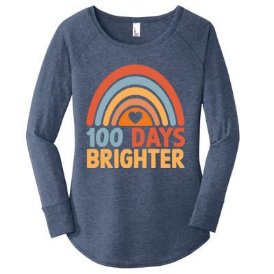 100 Days Brighter Teacher 100th Day Of School Rainbow Gift Women's Perfect Tri Tunic Long Sleeve Shirt