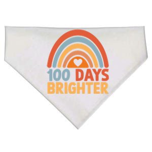 100 Days Brighter Teacher 100th Day Of School Rainbow Gift USA-Made Doggie Bandana